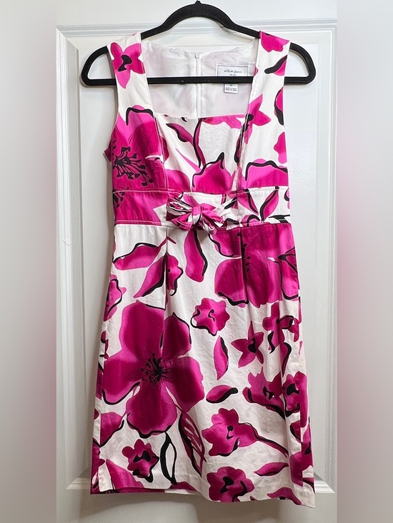 Willow Glenn New York Dresses & Skirts - Willow Glenn Floral Square Neck Bow Sheath Dress Pink White 6P Cotton